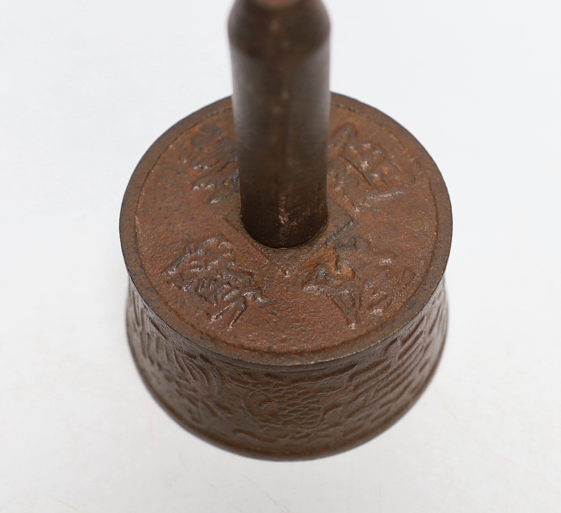A Chinese iron lamp stem, 37.5cm